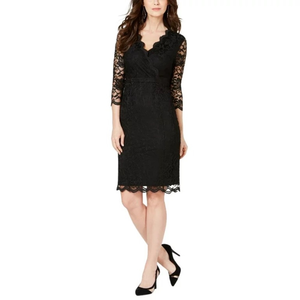 THALIA SODI NWT Lace Sheath Midi Dress, Black, Size Medium